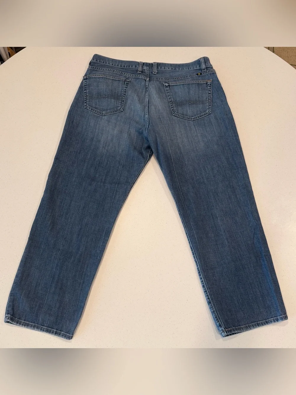 Lucky Brand 329 Classic Straight Jeans Mens 38x30 Blue Medium Wash Stretch Denim